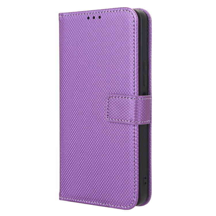 For vivo Y35+ 5G / Y35m+ 5G / Y27 4G PU Leather Wallet Phone Case Stand Diamond Texture Phone Cover - Purple