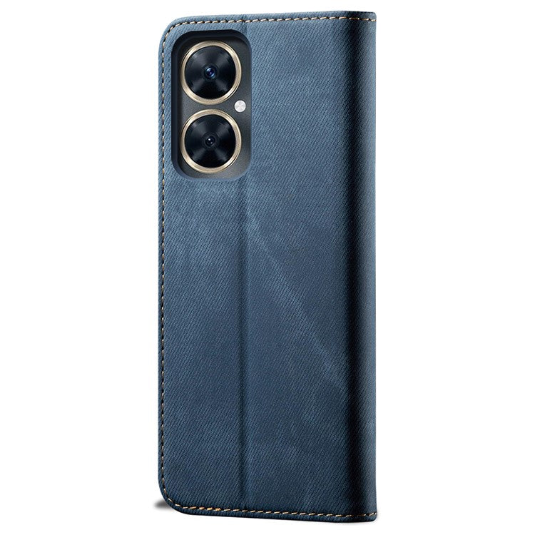 For vivo Y78 5G / Y78+ 5G Jeans Cloth Texture Wallet Case PU Leather Flip Stand Phone Cover - Blue