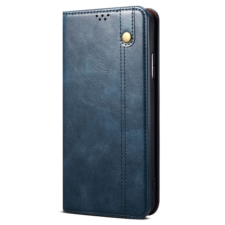 For vivo Y78+ 5G / Y78 5G Leather Phone Case Waxy Crazy Horse Texture Stand Wallet Flip Cover - Blue