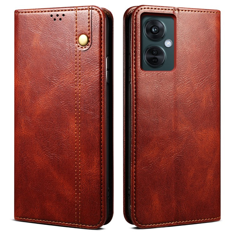 Wallet Case for vivo Y78 (China) 5G / Y36 4G (Global) / Y36 5G (Global) PU Leather Waxy Crazy Horse Texture Stand Phone Cover - Brown