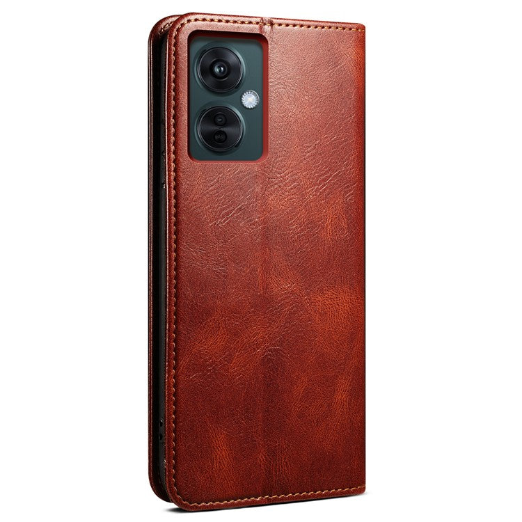 Wallet Case for vivo Y78 (China) 5G / Y36 4G (Global) / Y36 5G (Global) PU Leather Waxy Crazy Horse Texture Stand Phone Cover - Brown