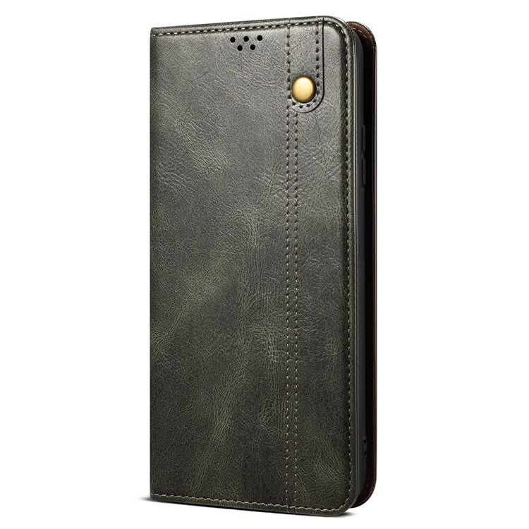 For vivo S17e 5G Waxy Crazy Horse Texture Wallet Case PU Leather Stand Protective Phone Cover - Green