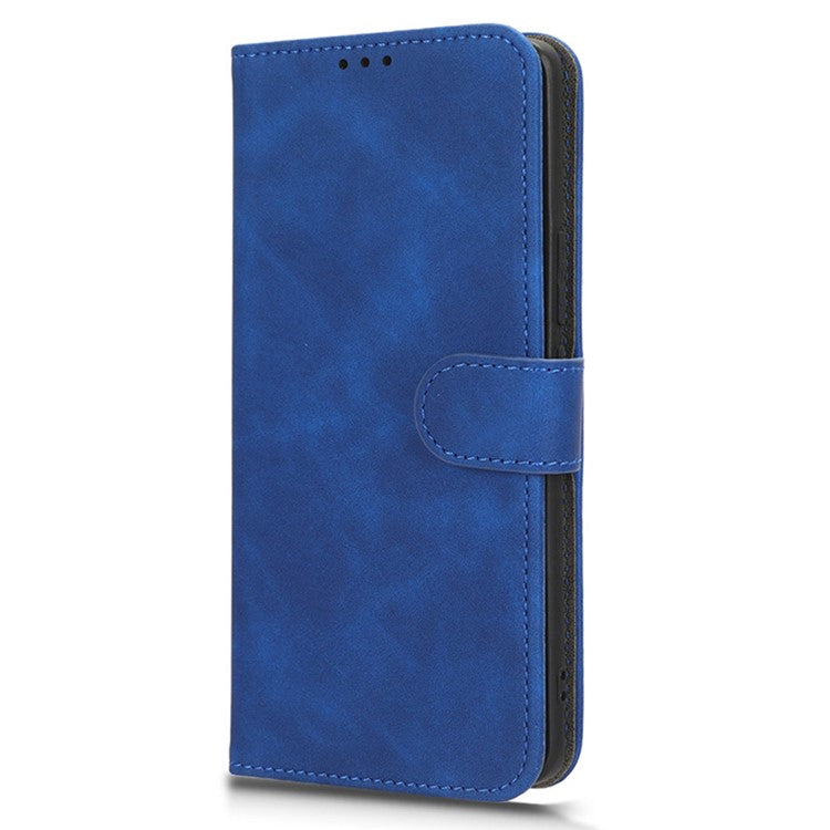 For vivo Y35+ 5G PU Leather Wallet Case Skin-touch Anti-drop Phone Cover with Stand - Blue