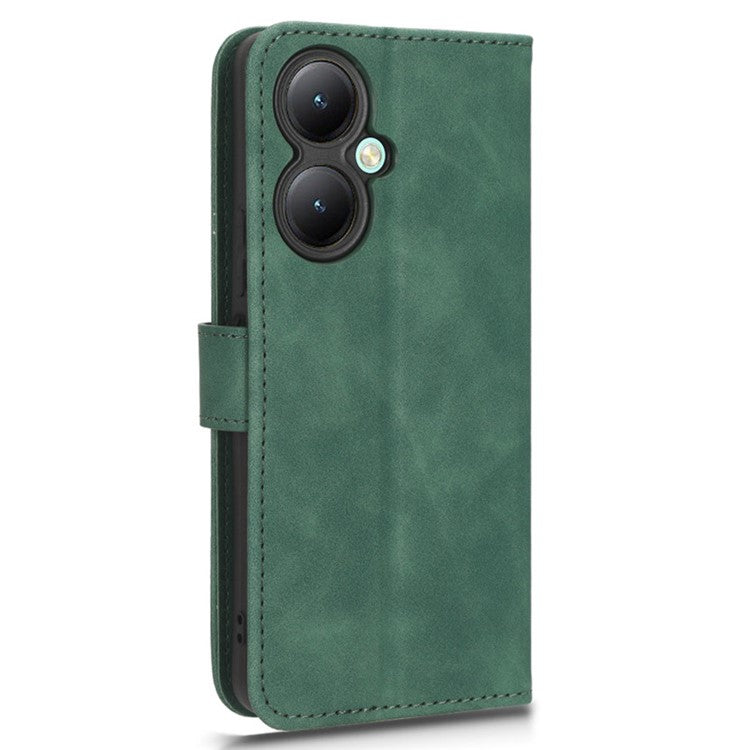 For vivo Y35+ 5G PU Leather Wallet Case Skin-touch Anti-drop Phone Cover with Stand - Green