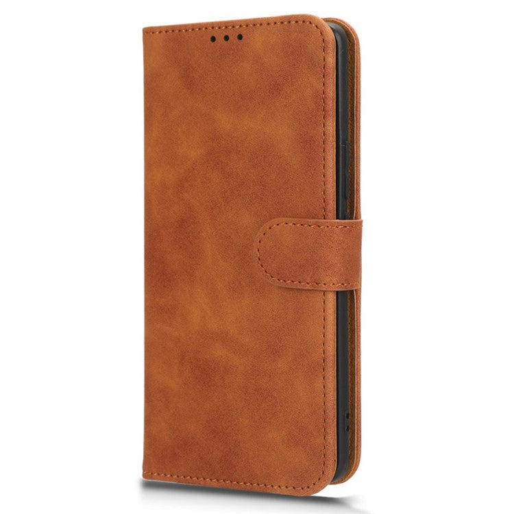 For vivo Y35+ 5G PU Leather Wallet Case Skin-touch Anti-drop Phone Cover with Stand - Brown