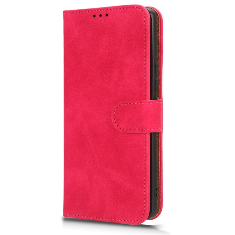 For vivo Y35+ 5G PU Leather Wallet Case Skin-touch Anti-drop Phone Cover with Stand - Rose