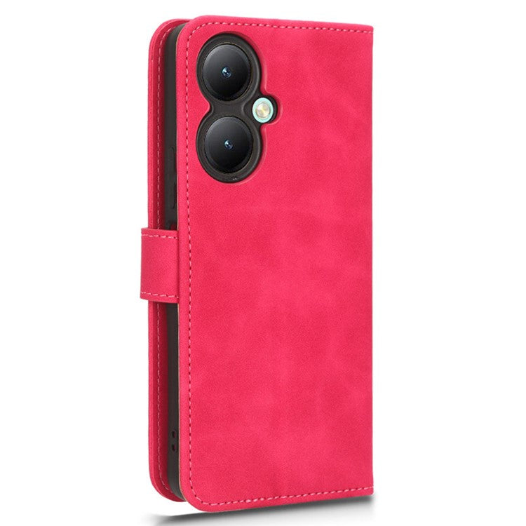 For vivo Y35+ 5G PU Leather Wallet Case Skin-touch Anti-drop Phone Cover with Stand - Rose