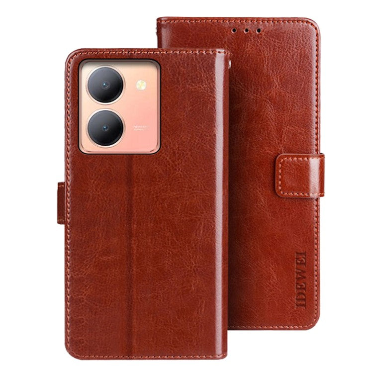 IDEWEI For vivo Y78 5G / Y36 5G Crazy Horse Texture Stand Phone Cover Leather Magnetic Phone Case - Brown