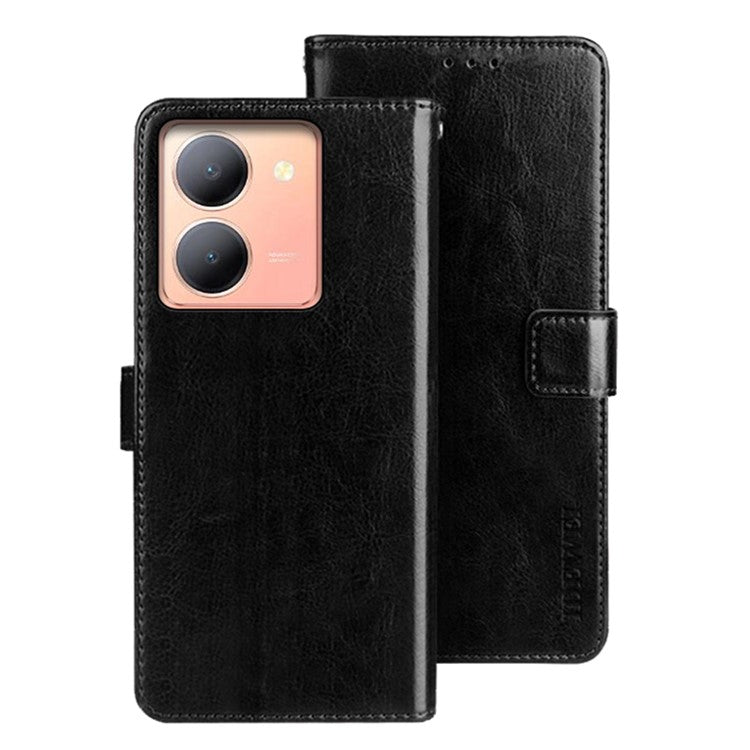 IDEWEI For vivo Y78 5G / Y36 5G Crazy Horse Texture Stand Phone Cover Leather Magnetic Phone Case - Black