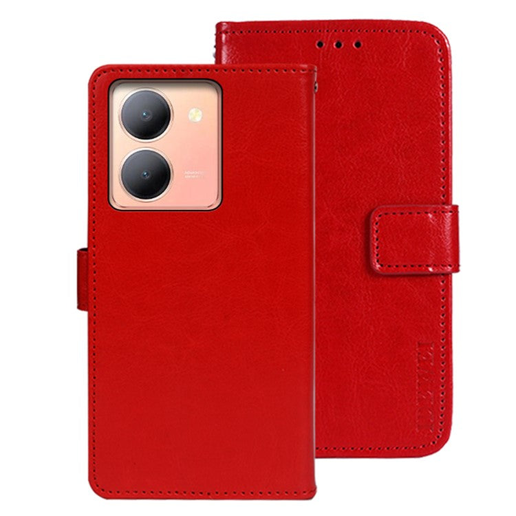 IDEWEI For vivo Y78 5G / Y36 5G Crazy Horse Texture Stand Phone Cover Leather Magnetic Phone Case - Red