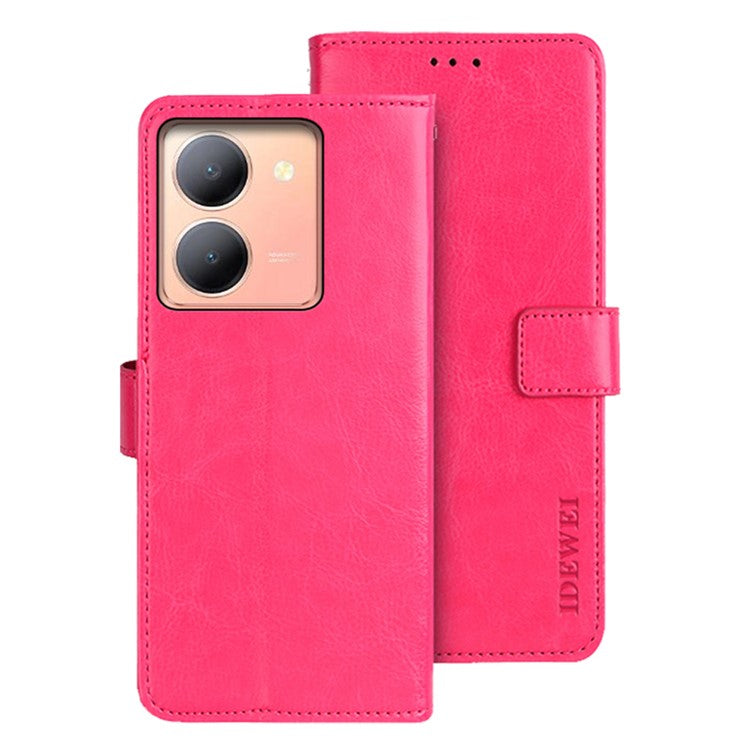 IDEWEI For vivo Y78 5G / Y36 5G Crazy Horse Texture Stand Phone Cover Leather Magnetic Phone Case - Rose