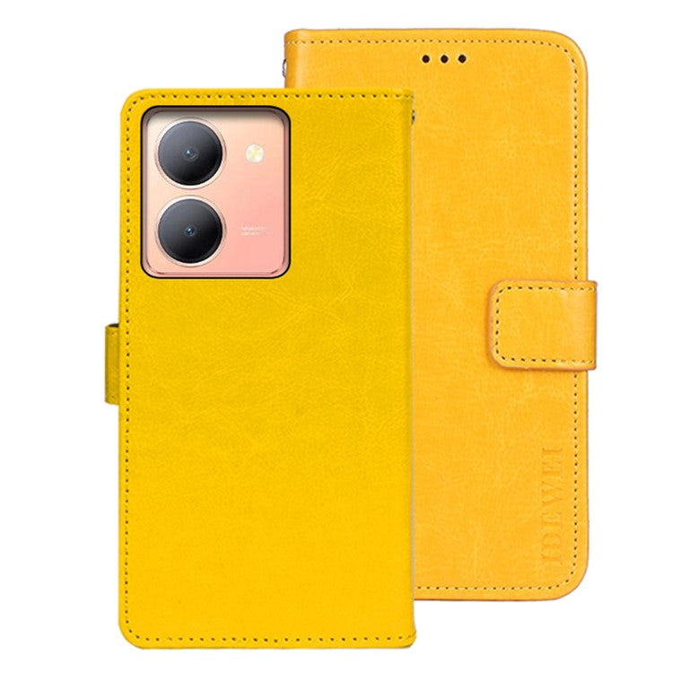 IDEWEI For vivo Y78 5G / Y36 5G Crazy Horse Texture Stand Phone Cover Leather Magnetic Phone Case - Yellow