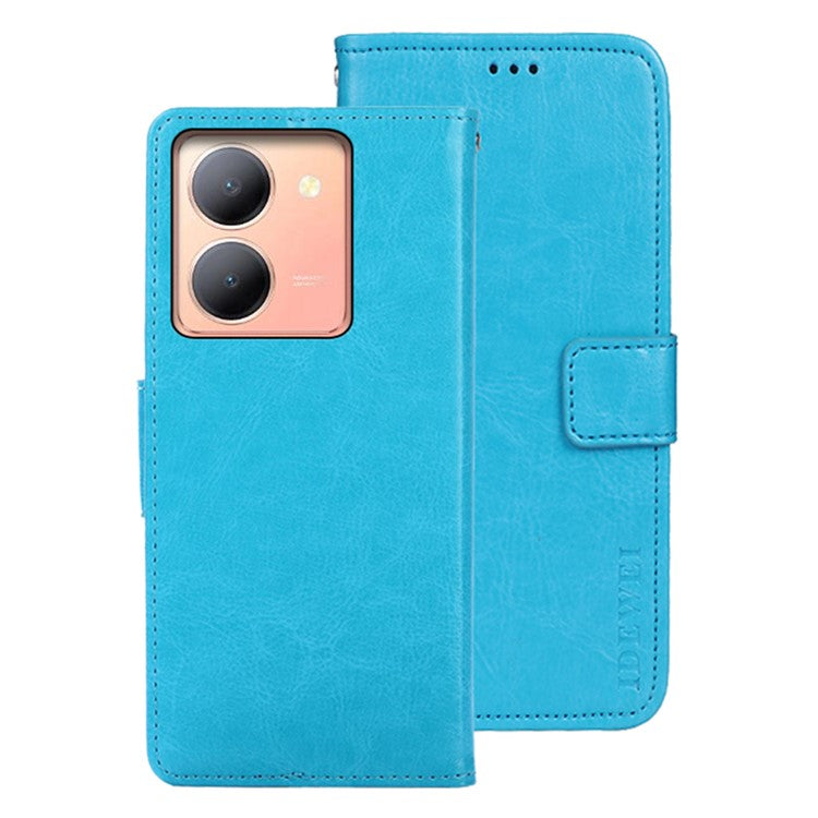 IDEWEI For vivo Y78 5G / Y36 5G Crazy Horse Texture Stand Phone Cover Leather Magnetic Phone Case - Sky Blue