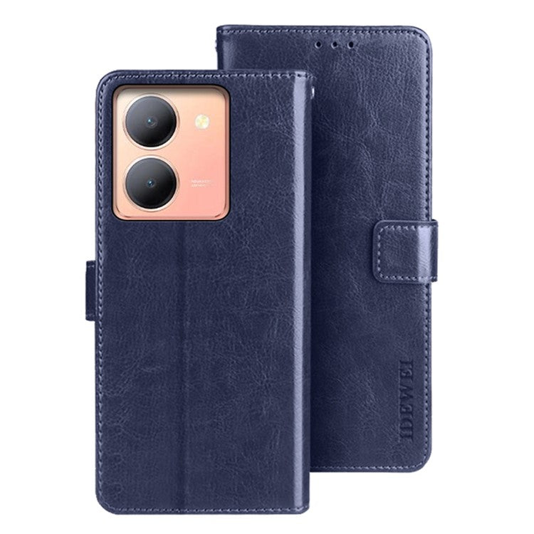 IDEWEI For vivo Y78 5G / Y36 5G Crazy Horse Texture Stand Phone Cover Leather Magnetic Phone Case - Dark Blue