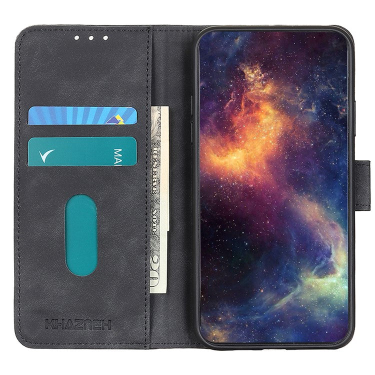 KHAZNEH For vivo Y78 (China) 5G / Y36 5G (Global) Retro Phone Case Magnetic Clasp Wallet Stand PU Leather Cover - Black