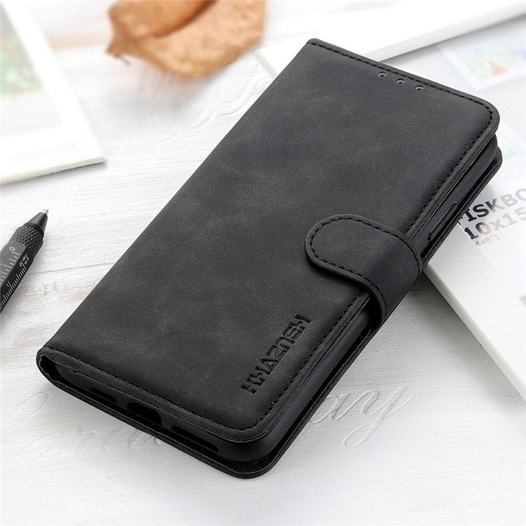 KHAZNEH For vivo Y78 (China) 5G / Y36 5G (Global) Retro Phone Case Magnetic Clasp Wallet Stand PU Leather Cover - Black