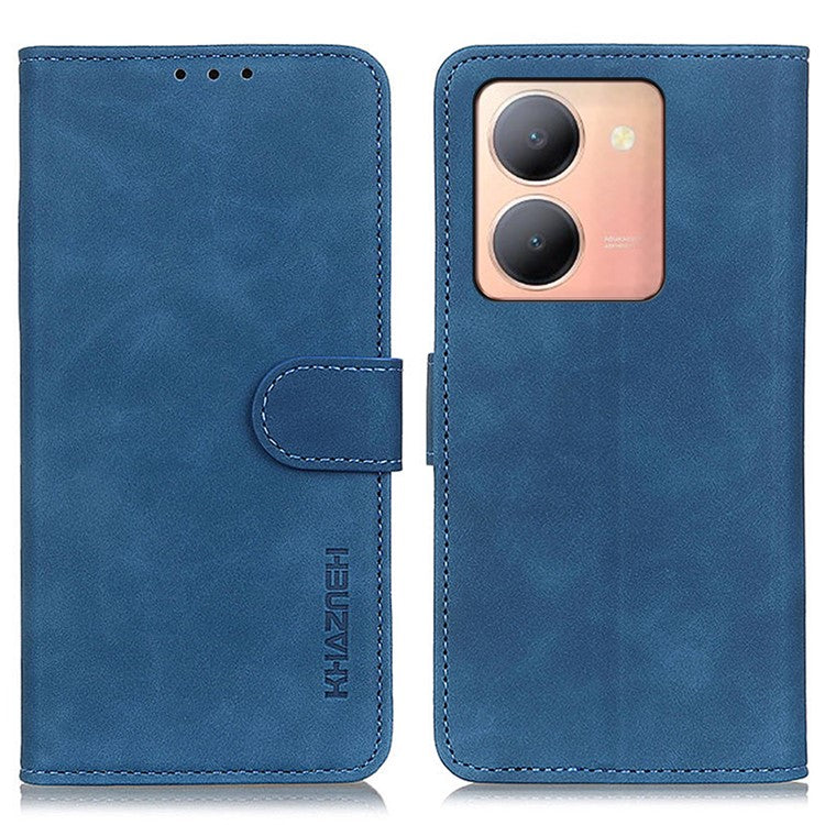 KHAZNEH For vivo Y78 (China) 5G / Y36 5G (Global) Retro Phone Case Magnetic Clasp Wallet Stand PU Leather Cover - Blue