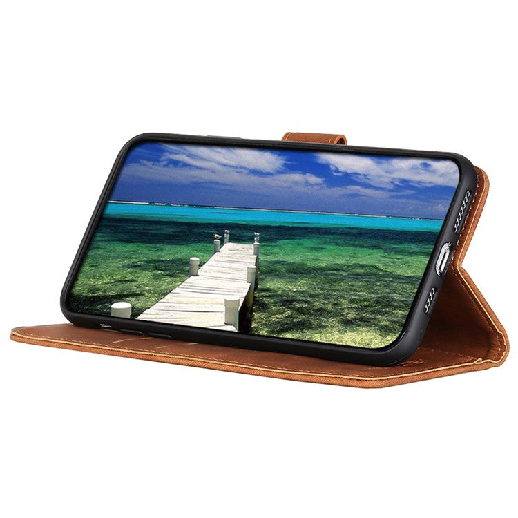 KHAZNEH For vivo Y78 (China) 5G / Y36 5G (Global) Retro Phone Case Magnetic Clasp Wallet Stand PU Leather Cover - Brown