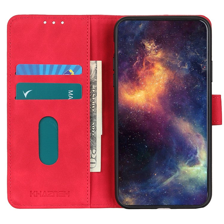 KHAZNEH For vivo Y78 (China) 5G / Y36 5G (Global) Retro Phone Case Magnetic Clasp Wallet Stand PU Leather Cover - Red