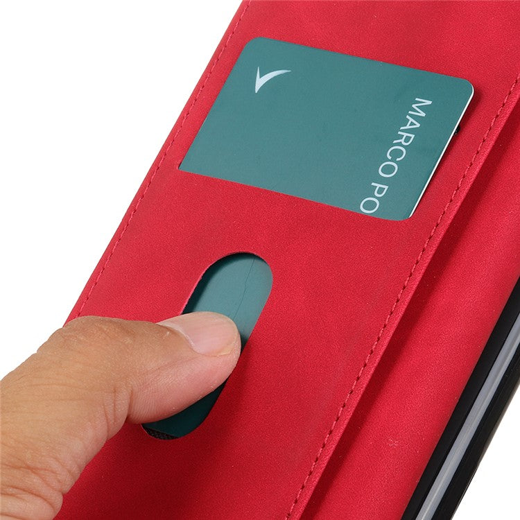 KHAZNEH For vivo Y78 (China) 5G / Y36 5G (Global) Retro Phone Case Magnetic Clasp Wallet Stand PU Leather Cover - Red