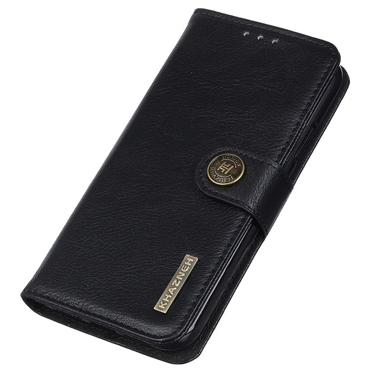 KHAZNEH For vivo Y78 (China) 5G / Y36 5G (Global) Leather Wallet Phone Case Cowhide Texture Drop-proof Stand Shell - Black