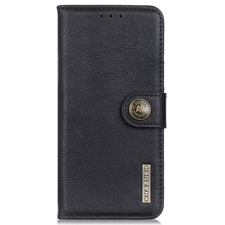 KHAZNEH For vivo Y78 (China) 5G / Y36 5G (Global) Leather Wallet Phone Case Cowhide Texture Drop-proof Stand Shell - Black