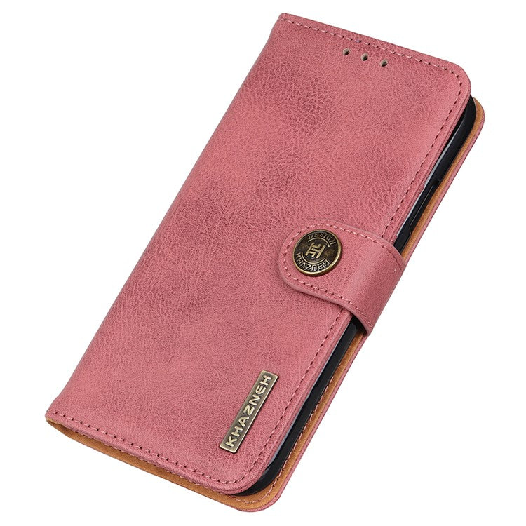 KHAZNEH For vivo Y78 (China) 5G / Y36 5G (Global) Leather Wallet Phone Case Cowhide Texture Drop-proof Stand Shell - Pink