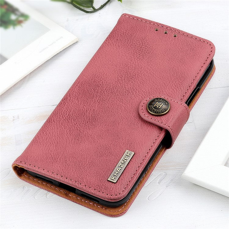 KHAZNEH For vivo Y78 (China) 5G / Y36 5G (Global) Leather Wallet Phone Case Cowhide Texture Drop-proof Stand Shell - Pink