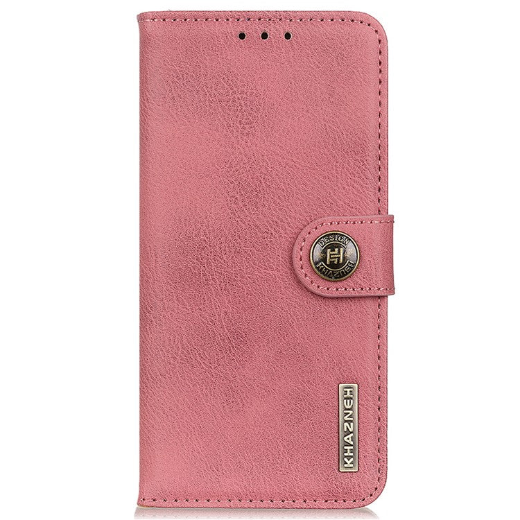 KHAZNEH For vivo Y78 (China) 5G / Y36 5G (Global) Leather Wallet Phone Case Cowhide Texture Drop-proof Stand Shell - Pink