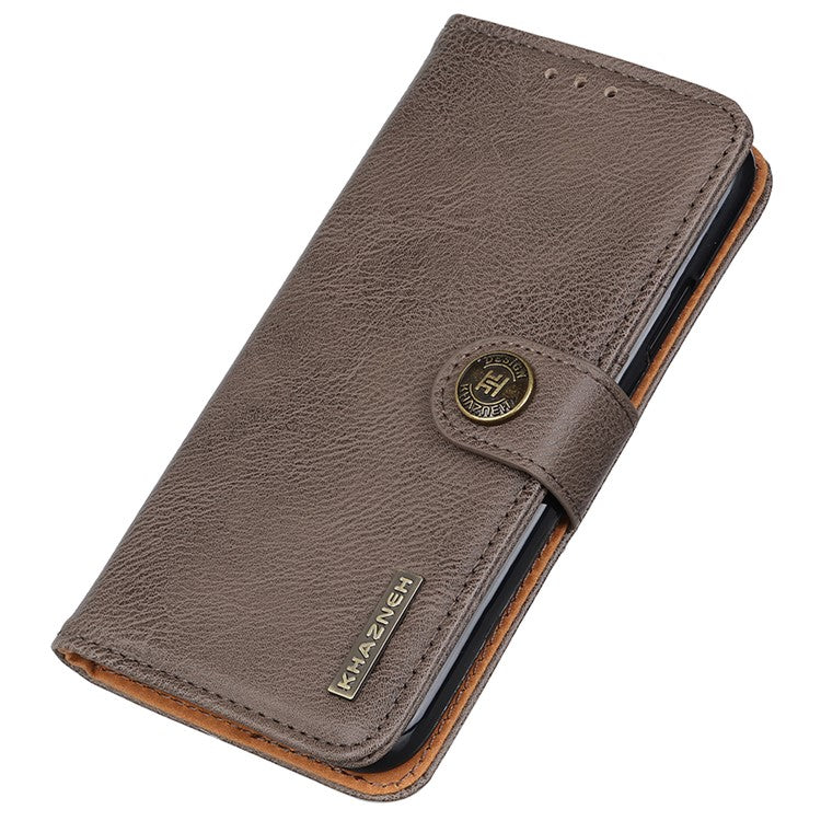 KHAZNEH For vivo Y78 (China) 5G / Y36 5G (Global) Leather Wallet Phone Case Cowhide Texture Drop-proof Stand Shell - Khaki