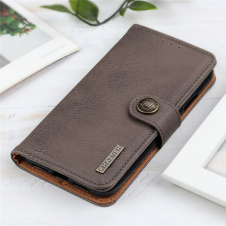 KHAZNEH For vivo Y78 (China) 5G / Y36 5G (Global) Leather Wallet Phone Case Cowhide Texture Drop-proof Stand Shell - Khaki