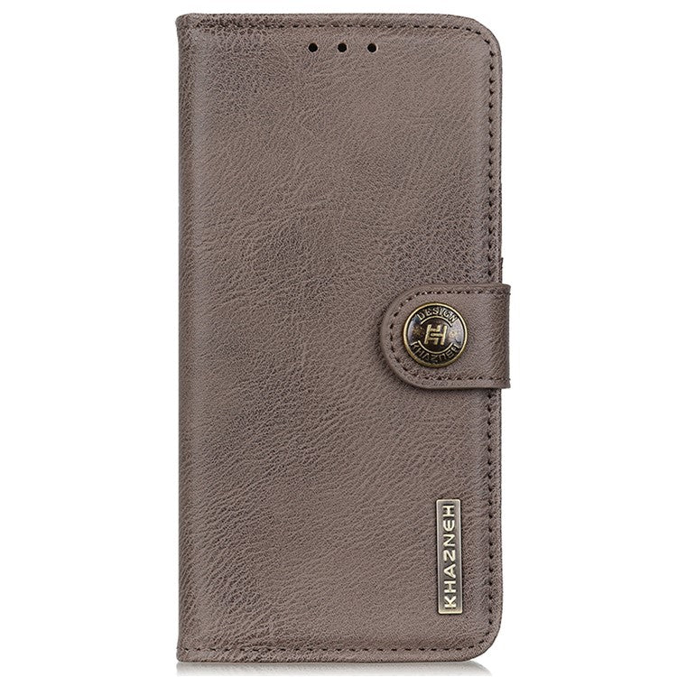 KHAZNEH For vivo Y78 (China) 5G / Y36 5G (Global) Leather Wallet Phone Case Cowhide Texture Drop-proof Stand Shell - Khaki