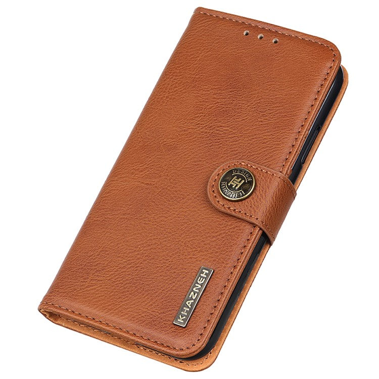 KHAZNEH For vivo Y78 (China) 5G / Y36 5G (Global) Leather Wallet Phone Case Cowhide Texture Drop-proof Stand Shell - Brown