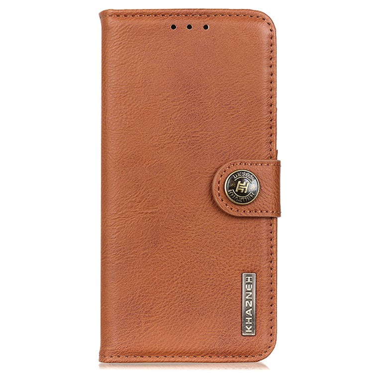 KHAZNEH For vivo Y78 (China) 5G / Y36 5G (Global) Leather Wallet Phone Case Cowhide Texture Drop-proof Stand Shell - Brown