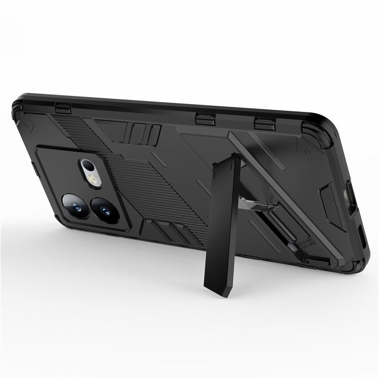 For vivo iQOO Neo8 5G Kickstand Phone Case PC + TPU Dual Layer Shockproof Phone Cover - Black