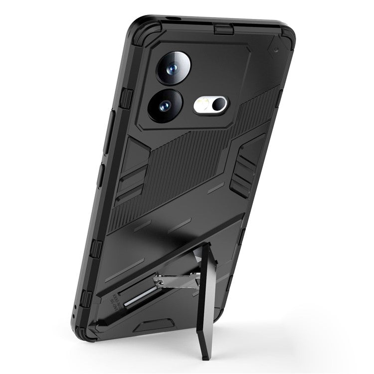 For vivo iQOO Neo8 5G Kickstand Phone Case PC + TPU Dual Layer Shockproof Phone Cover - Black