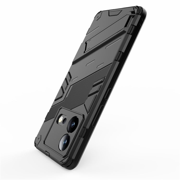 For vivo iQOO Neo8 5G Kickstand Phone Case PC + TPU Dual Layer Shockproof Phone Cover - Black