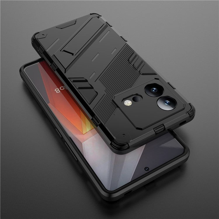 For vivo iQOO Neo8 5G Kickstand Phone Case PC + TPU Dual Layer Shockproof Phone Cover - Black