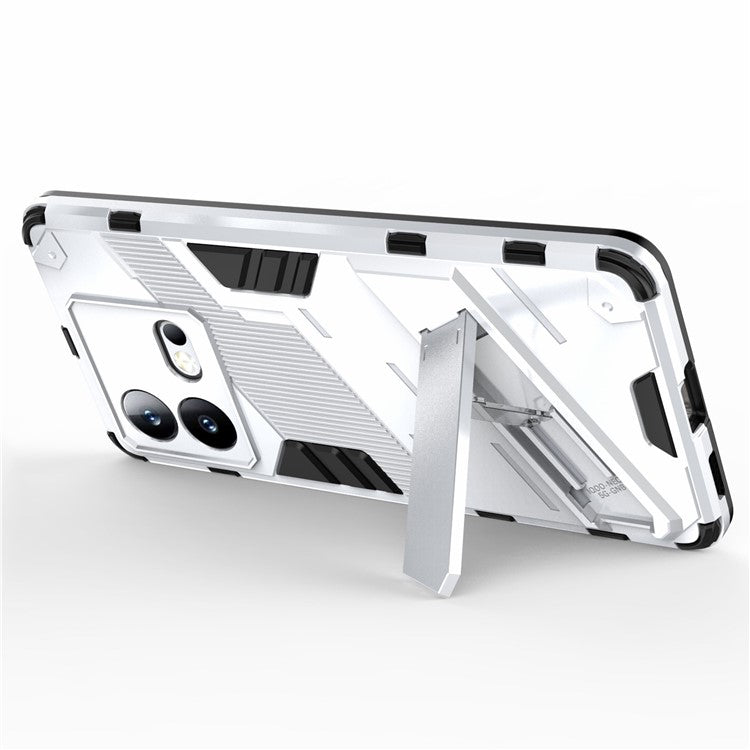 For vivo iQOO Neo8 5G Kickstand Phone Case PC + TPU Dual Layer Shockproof Phone Cover - White