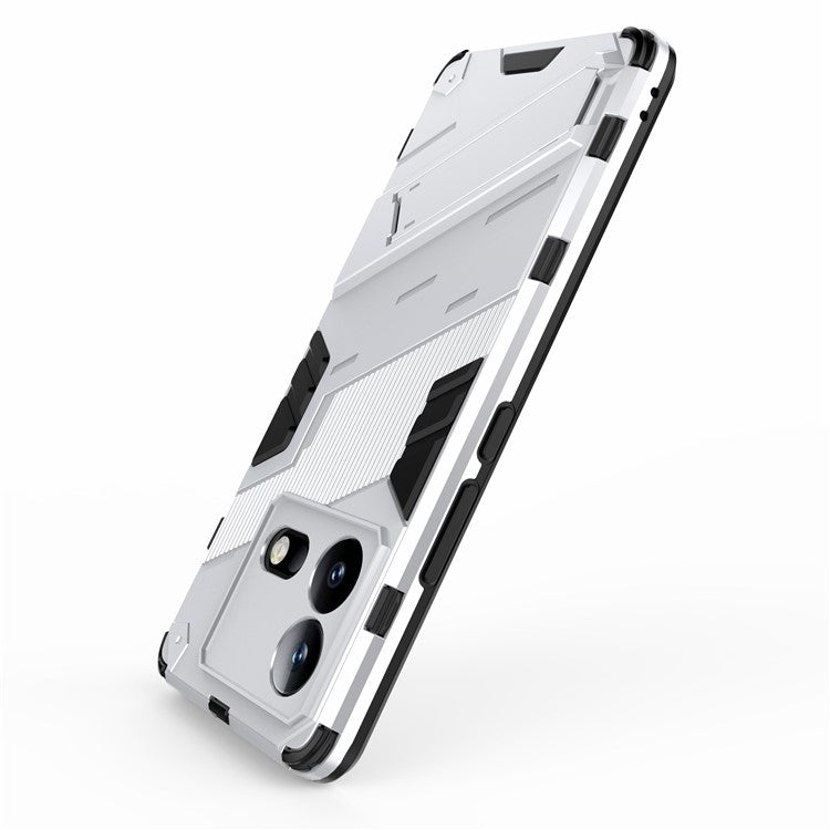 For vivo iQOO Neo8 5G Kickstand Phone Case PC + TPU Dual Layer Shockproof Phone Cover - White