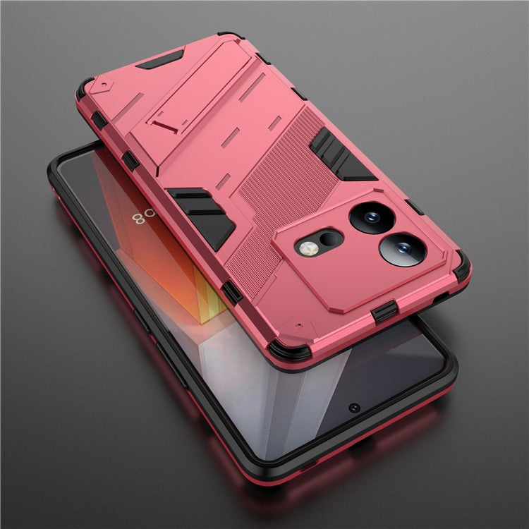 For vivo iQOO Neo8 5G Kickstand Phone Case PC + TPU Dual Layer Shockproof Phone Cover - Rose