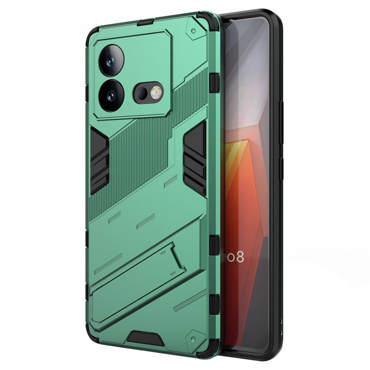 For vivo iQOO Neo8 5G Kickstand Phone Case PC + TPU Dual Layer Shockproof Phone Cover - Green