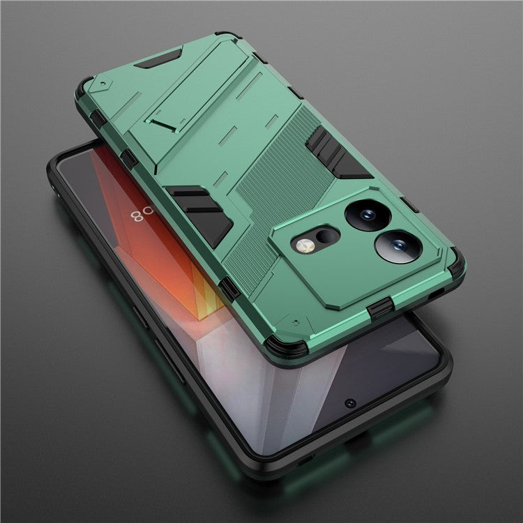 For vivo iQOO Neo8 5G Kickstand Phone Case PC + TPU Dual Layer Shockproof Phone Cover - Green