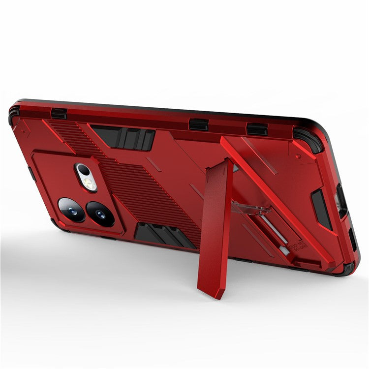 For vivo iQOO Neo8 5G Kickstand Phone Case PC + TPU Dual Layer Shockproof Phone Cover - Red