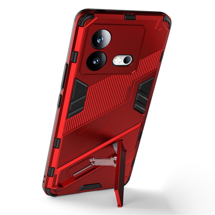 For vivo iQOO Neo8 5G Kickstand Phone Case PC + TPU Dual Layer Shockproof Phone Cover - Red