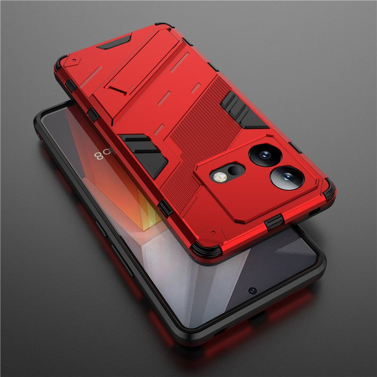 For vivo iQOO Neo8 5G Kickstand Phone Case PC + TPU Dual Layer Shockproof Phone Cover - Red