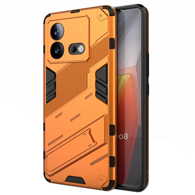 For vivo iQOO Neo8 5G Kickstand Phone Case PC + TPU Dual Layer Shockproof Phone Cover - Orange