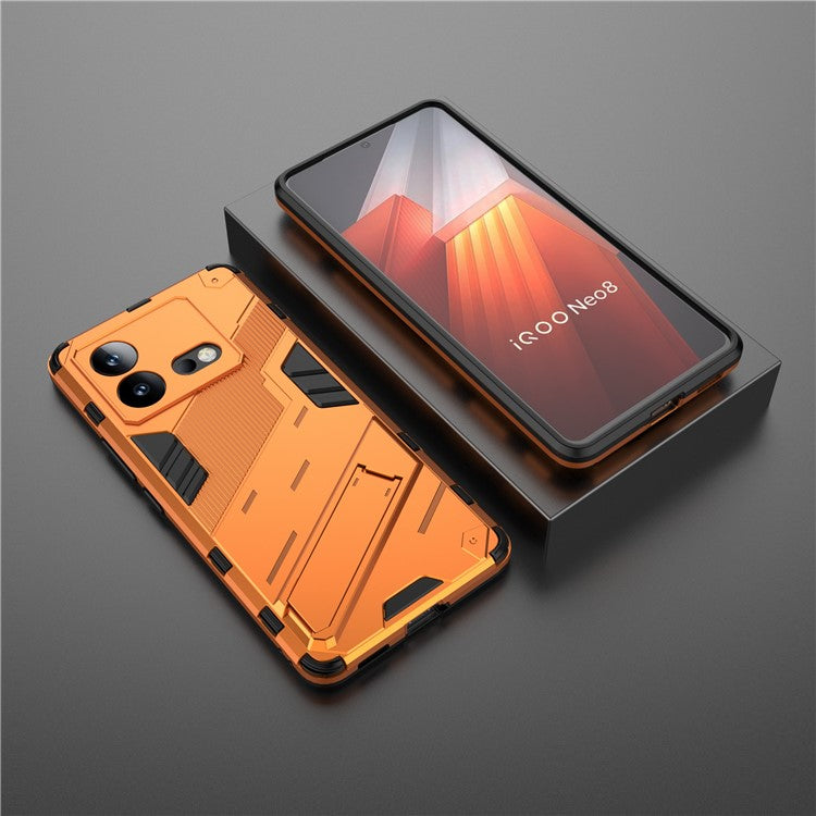 For vivo iQOO Neo8 5G Kickstand Phone Case PC + TPU Dual Layer Shockproof Phone Cover - Orange