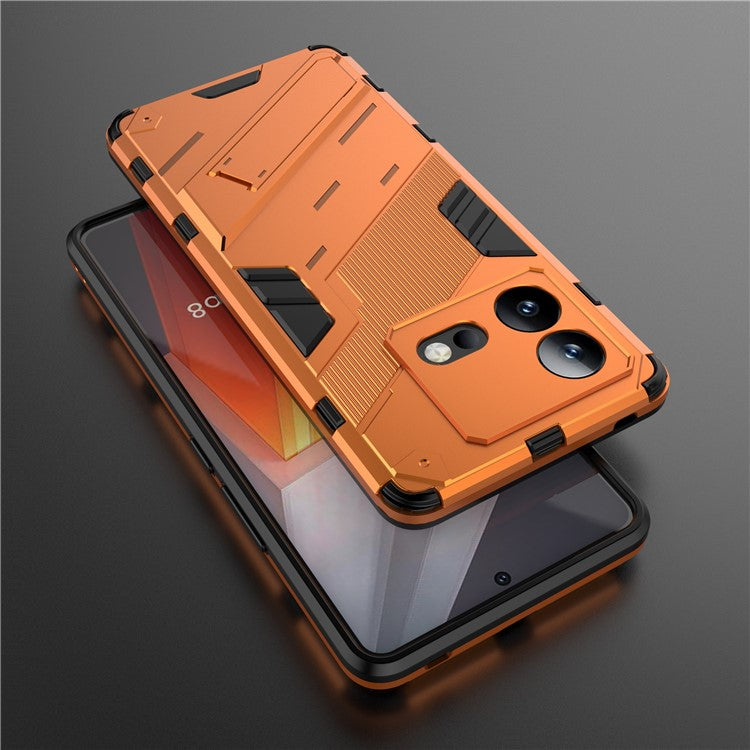 For vivo iQOO Neo8 5G Kickstand Phone Case PC + TPU Dual Layer Shockproof Phone Cover - Orange