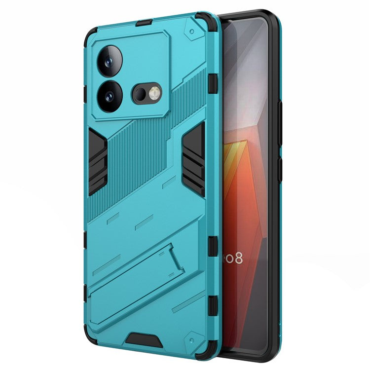 For vivo iQOO Neo8 5G Kickstand Phone Case PC + TPU Dual Layer Shockproof Phone Cover - Baby Blue